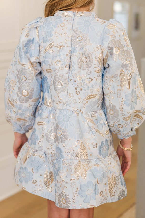 Girls: Always On My Mind Light Blue Floral Dress