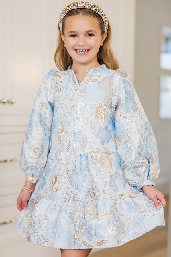 Girls: Always On My Mind Light Blue Floral Dress