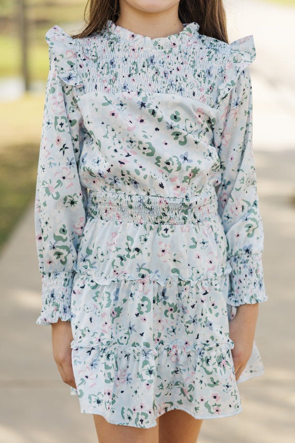 Girls: Walk My Way Light Blue Floral Dress