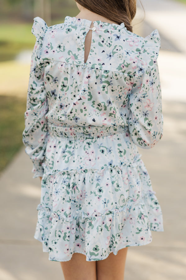 Girls: Walk My Way Light Blue Floral Dress