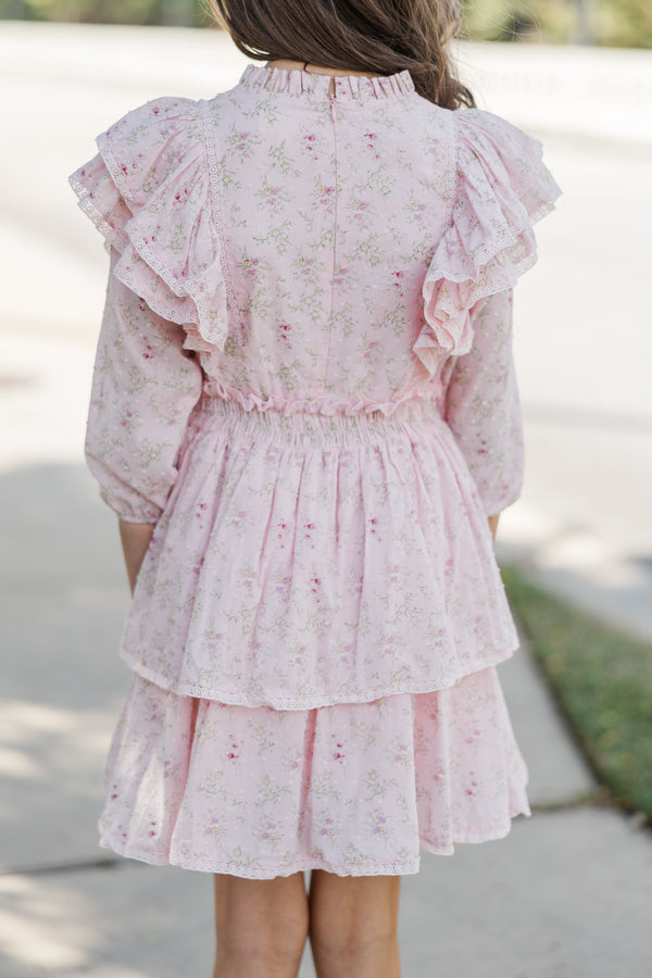 Girls: The Dana Pink Ditsy Floral Dress