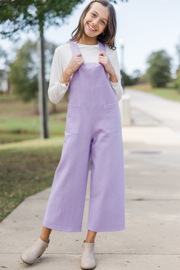 Girls: Have A Little Fun Lavender Purple Overalls