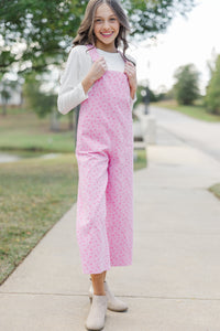 Girls: Have A Little Fun Pink Ditsy Floral Overalls