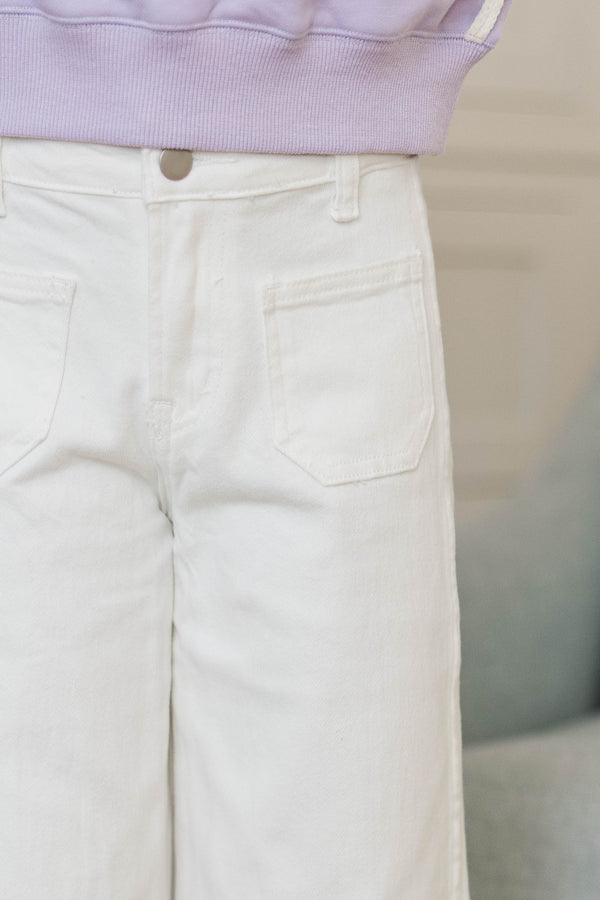 Girls: Give It Your All Cream Wide Leg Denim