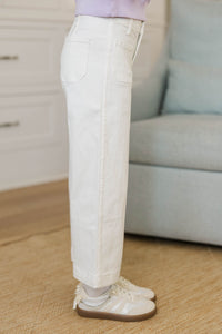 Girls: Give It Your All Cream Wide Leg Denim