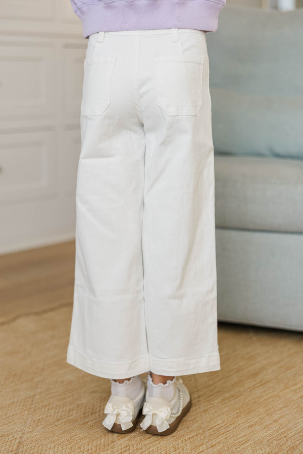 Girls: Give It Your All Cream Wide Leg Denim