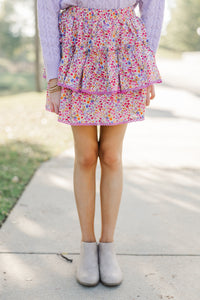 Girls: Sweet Dreams Pink Ditsy Floral Ruffled Skirt