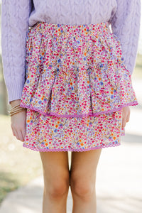 Girls: Sweet Dreams Pink Ditsy Floral Ruffled Skirt