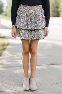 Girls: Sweet Dreams White Leopard Ruffled Skirt