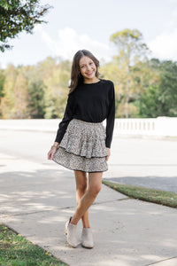 Girls: Sweet Dreams White Leopard Ruffled Skirt