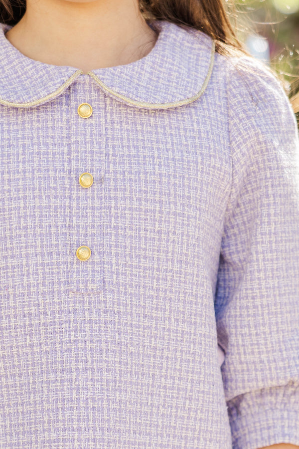 Girls: The Lydia Lavender Purple Tweed Dress