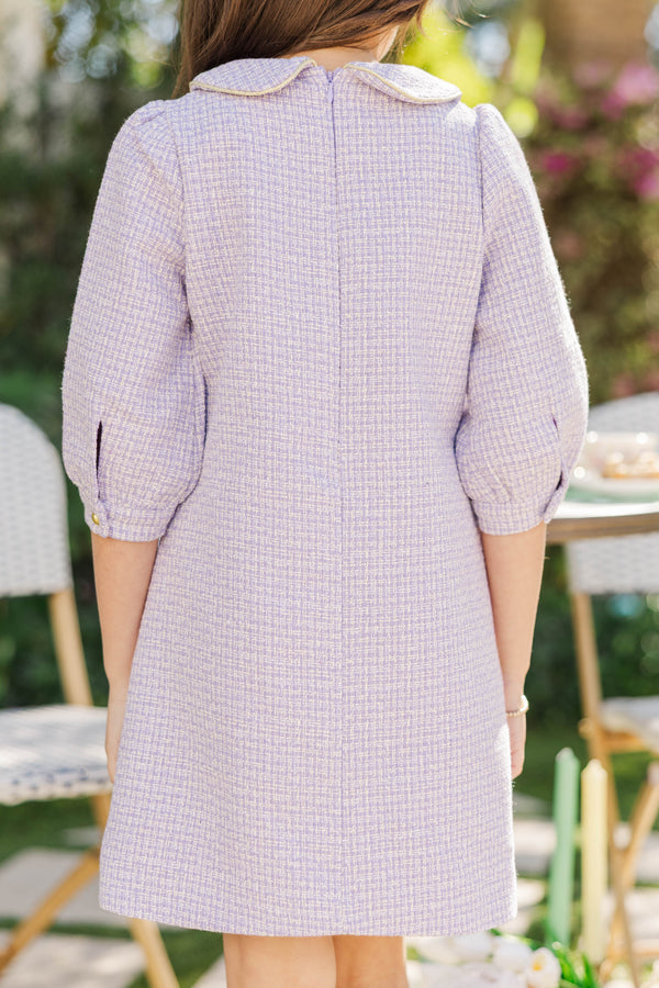 Girls: The Lydia Lavender Purple Tweed Dress