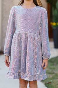 Girls: That Dazzling Glow Lavender Sequin Babydoll Dress