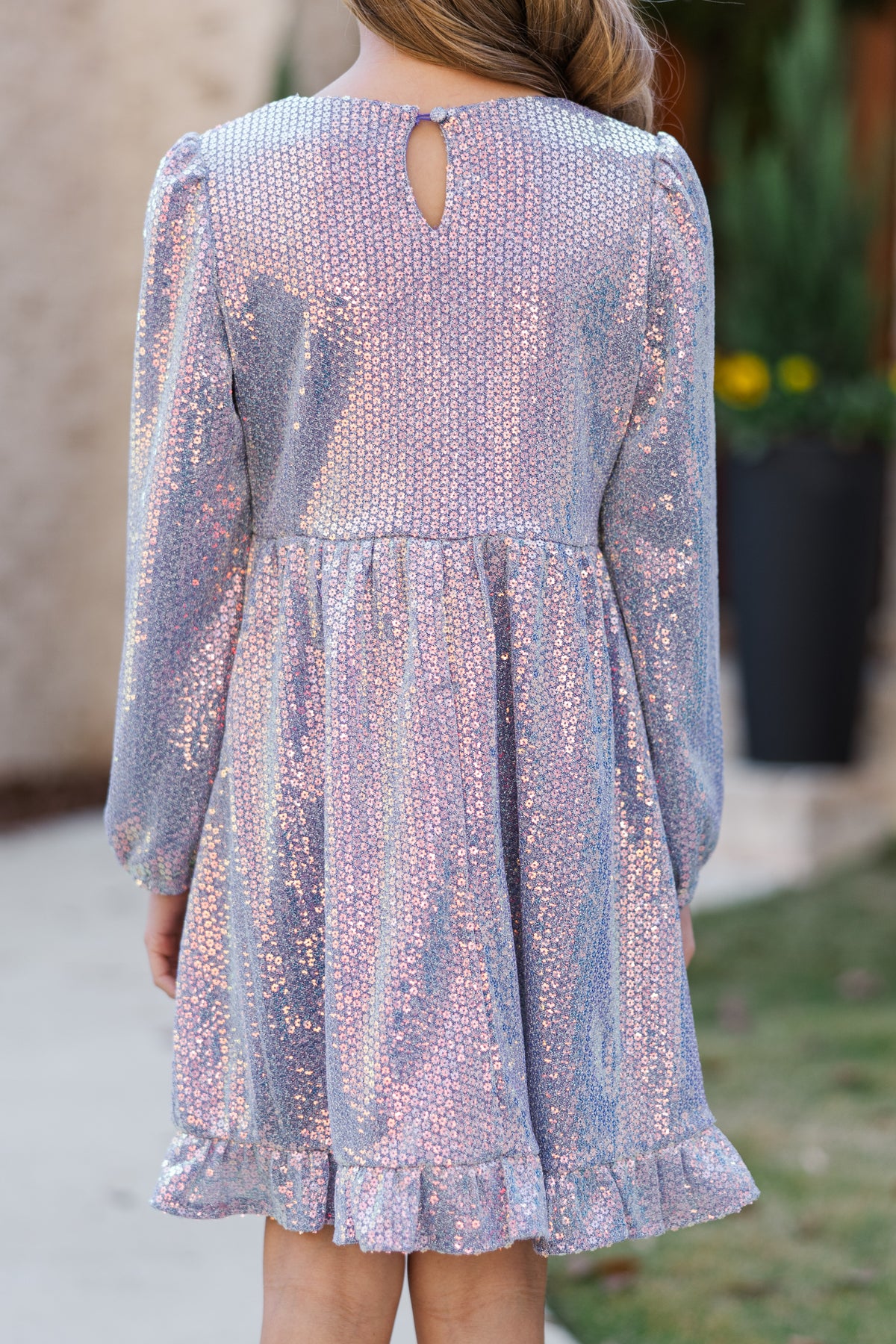Girls: That Dazzling Glow Lavender Sequin Babydoll Dress – Shop the Mint