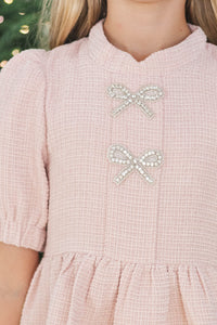 Girls: The Gwen Pink Embellished Tweed Dress