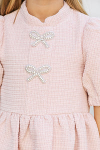 Girls: The Gwen Pink Embellished Tweed Dress