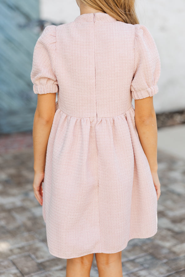 Girls: The Gwen Pink Embellished Tweed Dress