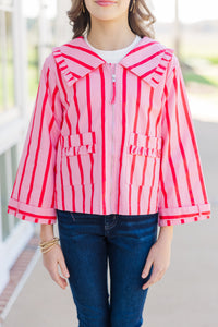 Girls: The Parker Pink Striped Blouse