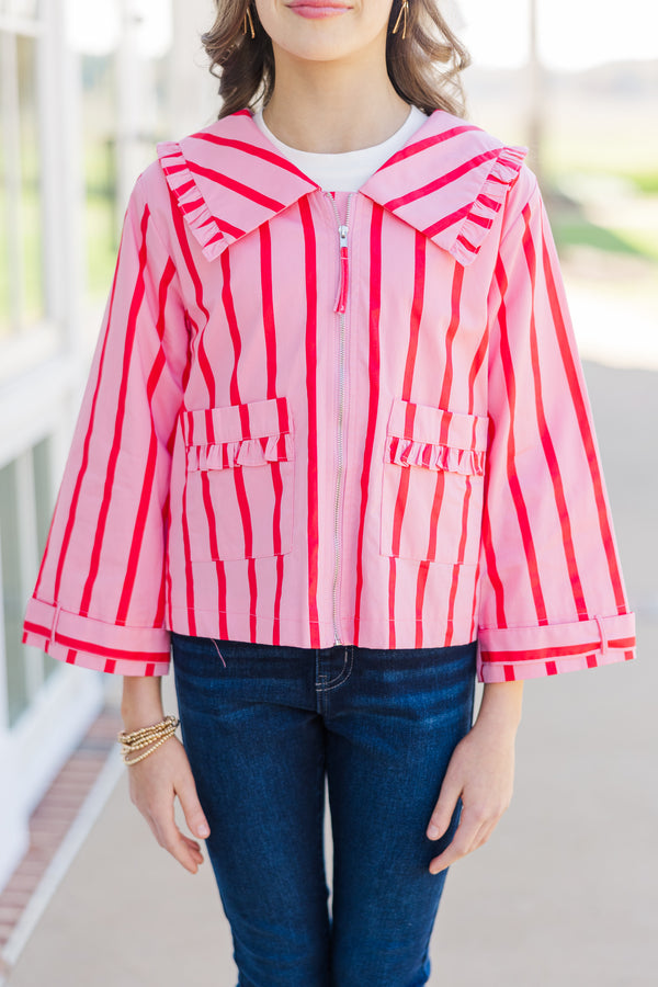 Girls: The Parker Pink Striped Blouse