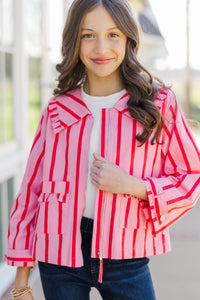 Girls: The Parker Pink Striped Blouse