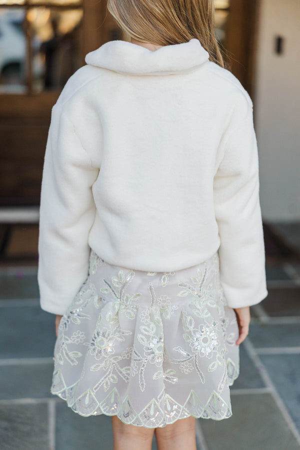 Girls: The Kaeli White Fur Jacket