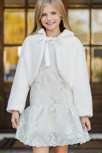 Girls: The Kaeli White Fur Jacket