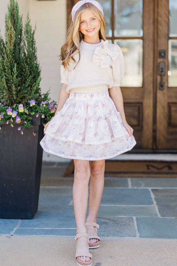 Girls: The Charlotte Cream Bow Sweater