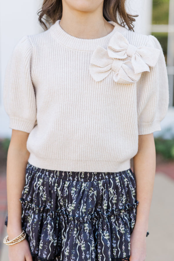 Girls: The Charlotte Cream Bow Sweater