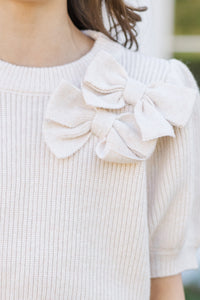 Girls: The Charlotte Cream Bow Sweater