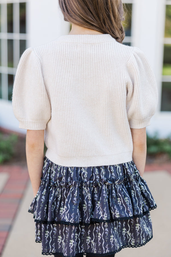 Girls: The Charlotte Cream Bow Sweater