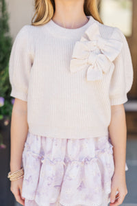 Girls: The Charlotte Cream Bow Sweater