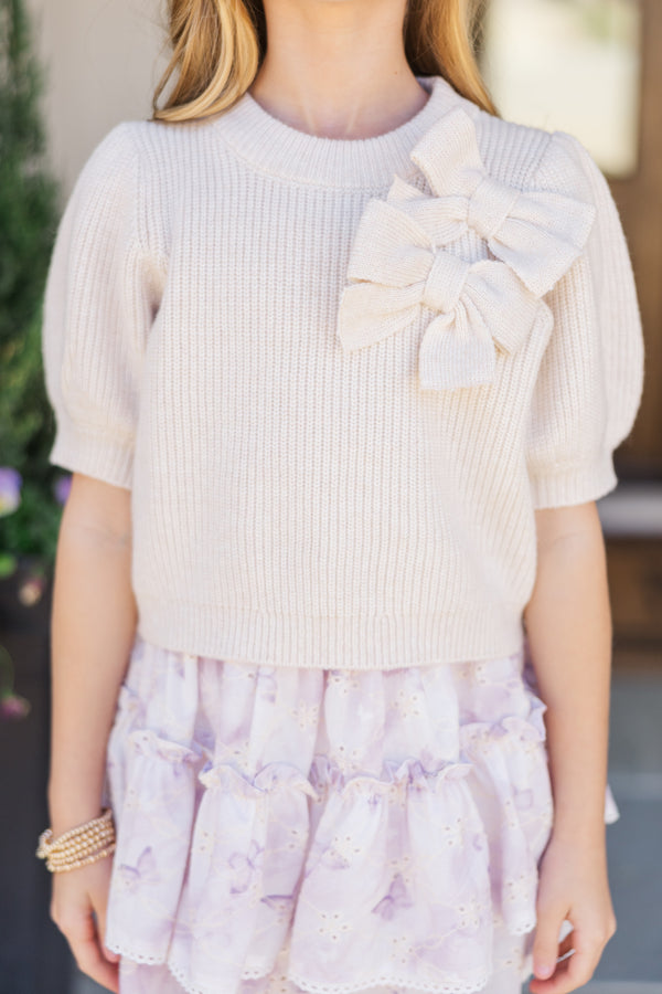 Girls: The Charlotte Cream Bow Sweater