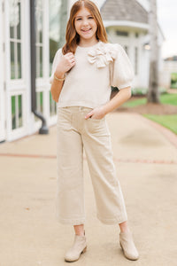 Girls: The Charlotte Cream Bow Sweater