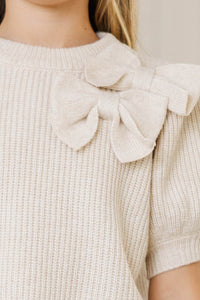 Girls: The Charlotte Cream Bow Sweater