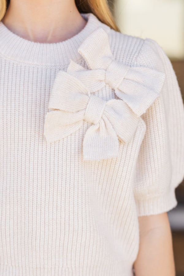 Girls: The Charlotte Cream Bow Sweater