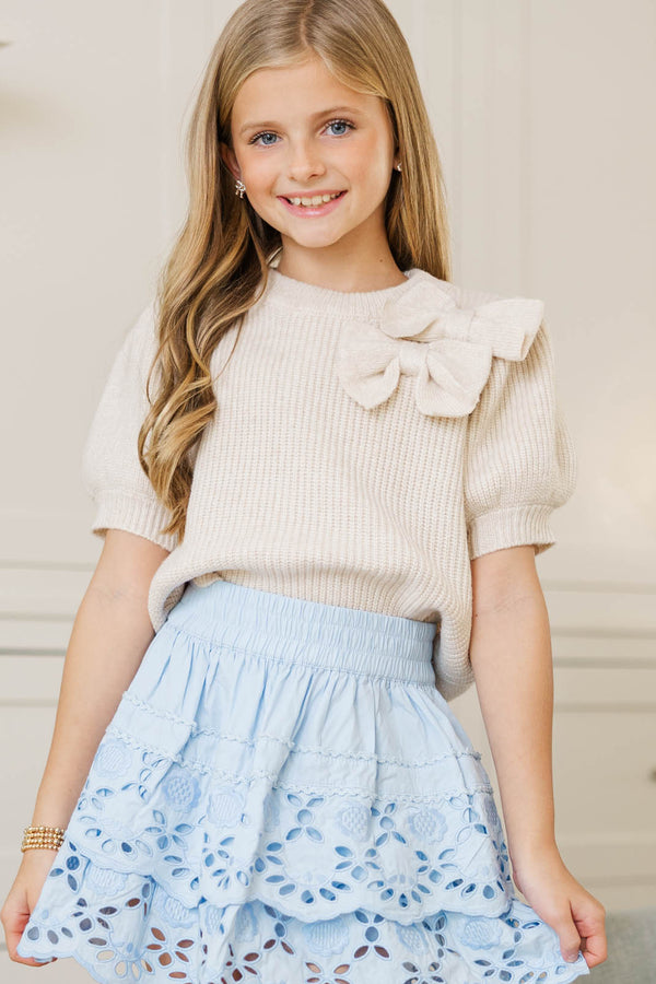 Girls: The Charlotte Cream Bow Sweater