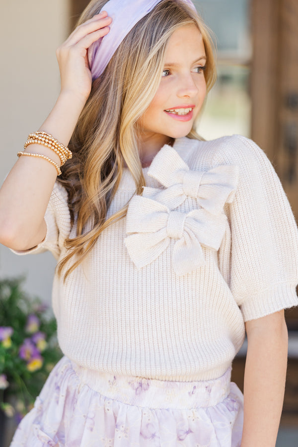 Girls: The Charlotte Cream Bow Sweater