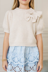 Girls: The Charlotte Cream Bow Sweater