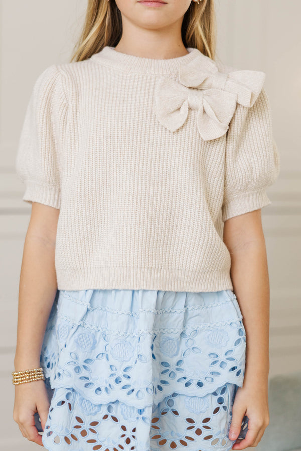 Girls: The Charlotte Cream Bow Sweater