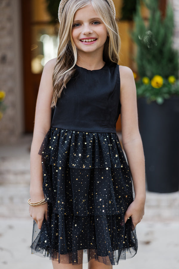 Girls: The Kennedy Black Star Tulle Tiered Dress