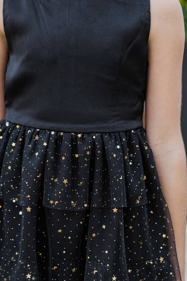 Girls: The Kennedy Black Star Tulle Tiered Dress