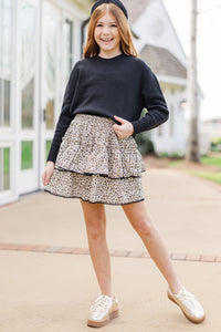 Girls: Sweet Dreams White Leopard Ruffled Skirt