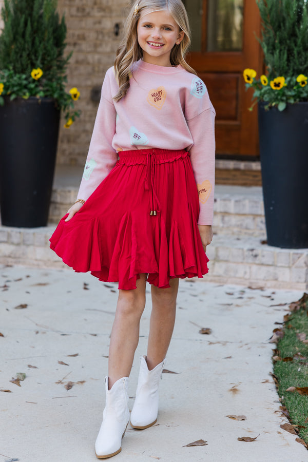 Girls: Candy Hearts Pink Sweater