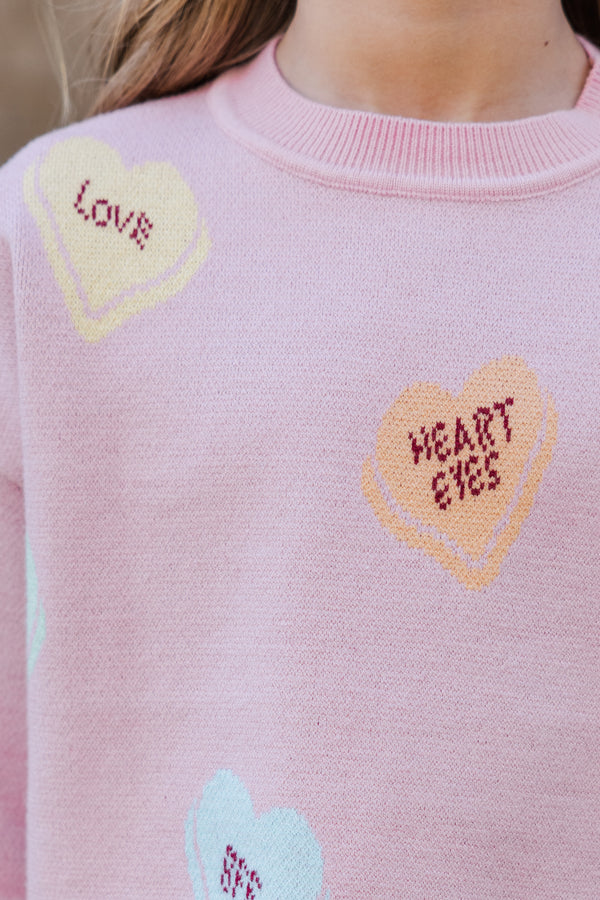 Girls: Candy Hearts Pink Sweater