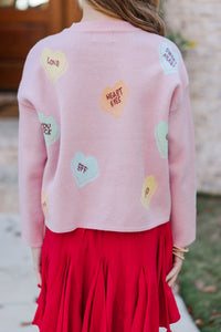 Girls: Candy Hearts Pink Sweater