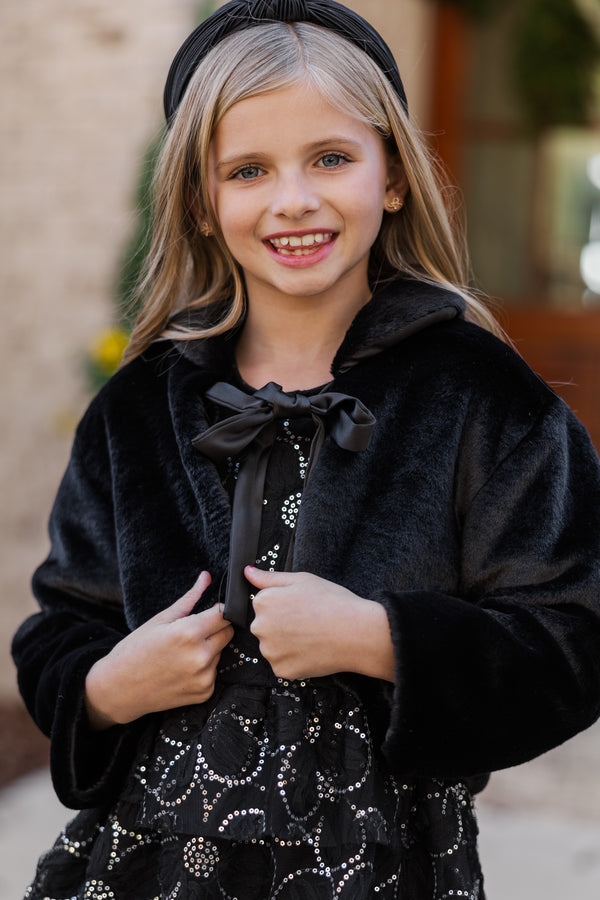 Girls: The Kaeli Black Fur Jacket