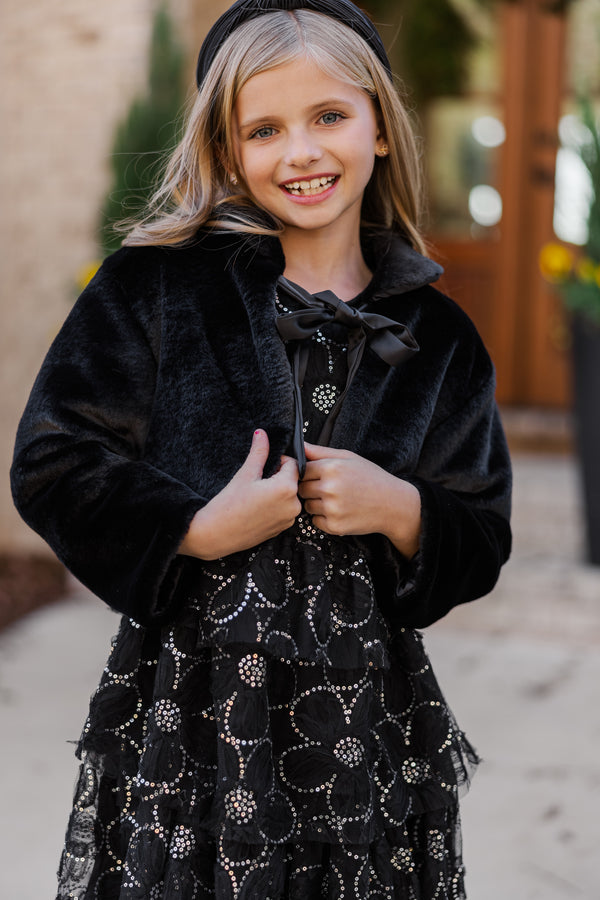 Girls: The Kaeli Black Fur Jacket