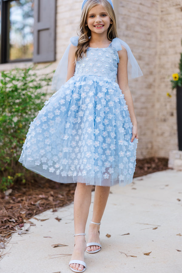 Girls: The Gracie Blue Floral Tulle Dress