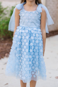 Girls: The Gracie Blue Floral Tulle Dress