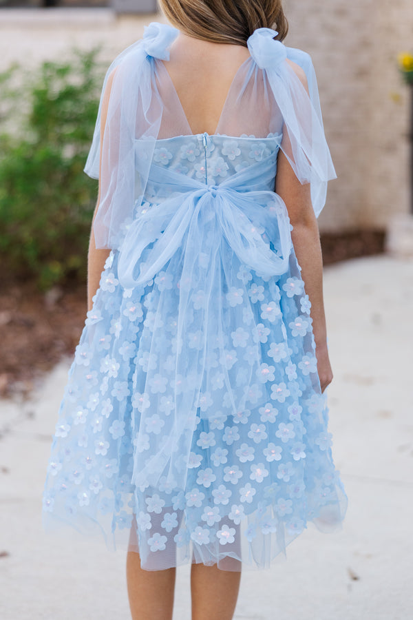 Girls: The Gracie Blue Floral Tulle Dress